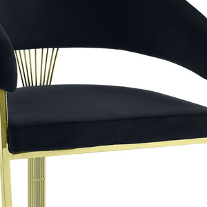 HomeRoots Black Velvet Dining Side Chair with Gold Accents - Modern Armless Design for Stylish Spaces 573338