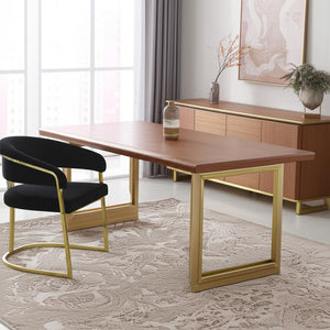 HomeRoots Black Velvet Dining Side Chair with Gold Accents - Modern Armless Design for Stylish Spaces 573338