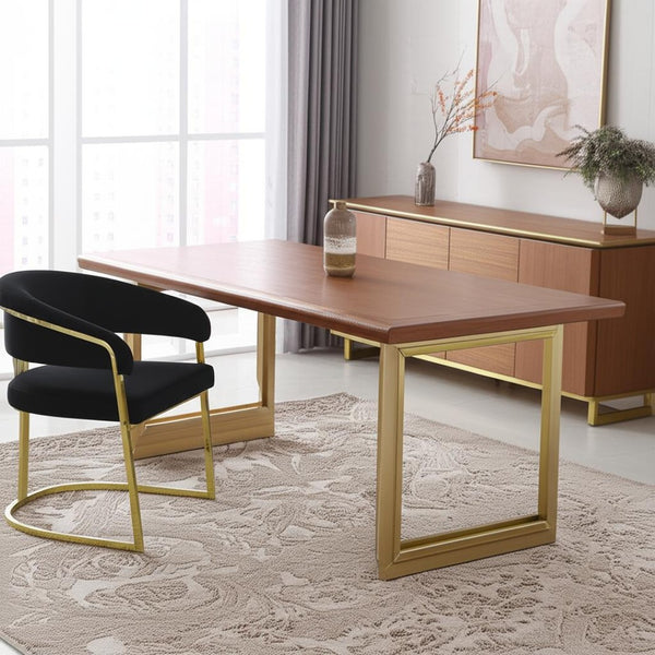 HomeRoots Black Velvet Dining Side Chair with Gold Accents - Modern Armless Design for Stylish Spaces 573338