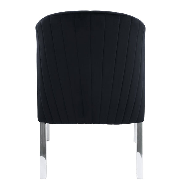 HomeRoots Set of Two Luxurious Black Velvet Wing Back Side Chairs with Silver Legs for Modern Spaces 573339