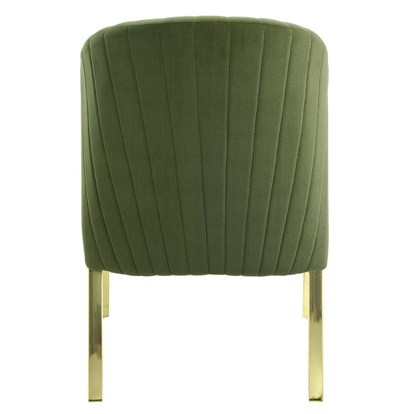 HomeRoots Set of Two Elegant Green Velvet Wing Back Chairs with Gold Steel Legs for Dining & Accent Spaces 573340