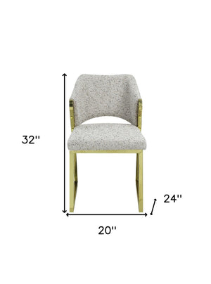 HomeRoots Beige Wing Back Dining Chair - Stylish Boucle Upholstered Accent with Gold Geometric Legs for Comfort 573341