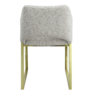 HomeRoots Beige Wing Back Dining Chair - Stylish Boucle Upholstered Accent with Gold Geometric Legs for Comfort 573341