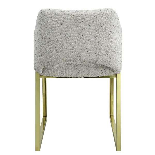 HomeRoots Beige Wing Back Dining Chair - Stylish Boucle Upholstered Accent with Gold Geometric Legs for Comfort 573341