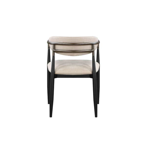 Homeroots Set Of Two Beige & Black Upholstered Open Back Dining Arm Chairs For Stylish Home Seating Solutions   573343