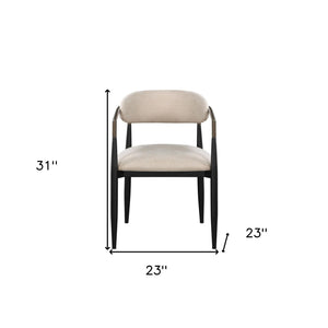 Homeroots Set Of Two Beige & Black Upholstered Open Back Dining Arm Chairs For Stylish Home Seating Solutions   573343