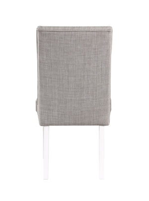 HomeRoots Set of Two Stylish Gray and White Upholstered Linen Dining Chairs for Modern Home Decor Elegance 573345
