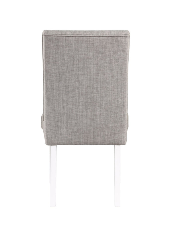 HomeRoots Set of Two Stylish Gray and White Upholstered Linen Dining Chairs for Modern Home Decor Elegance 573345