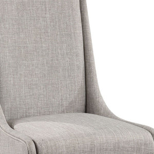 HomeRoots Set of Two Stylish Gray and White Upholstered Linen Dining Chairs for Modern Home Decor Elegance 573345