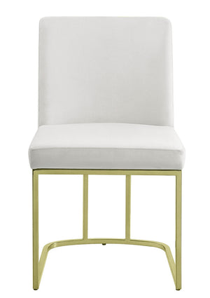 HomeRoots Set of Two Elegant White Velvet Dining Chairs with Gold Legs for Modern Comfort & Style 573346