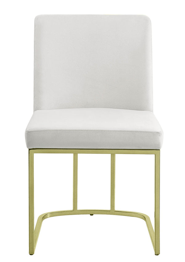 HomeRoots Set of Two Elegant White Velvet Dining Chairs with Gold Legs for Modern Comfort & Style 573346