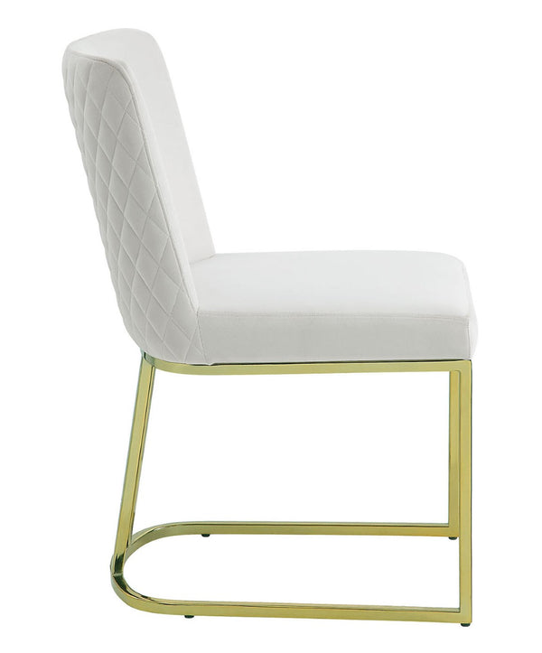 HomeRoots Set of Two Elegant White Velvet Dining Chairs with Gold Legs for Modern Comfort & Style 573346