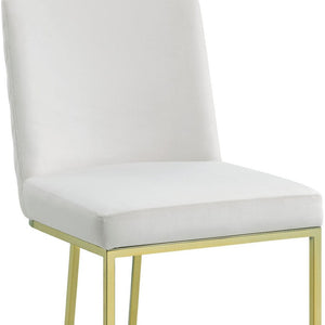 HomeRoots Set of Two Elegant White Velvet Dining Chairs with Gold Legs for Modern Comfort & Style 573346