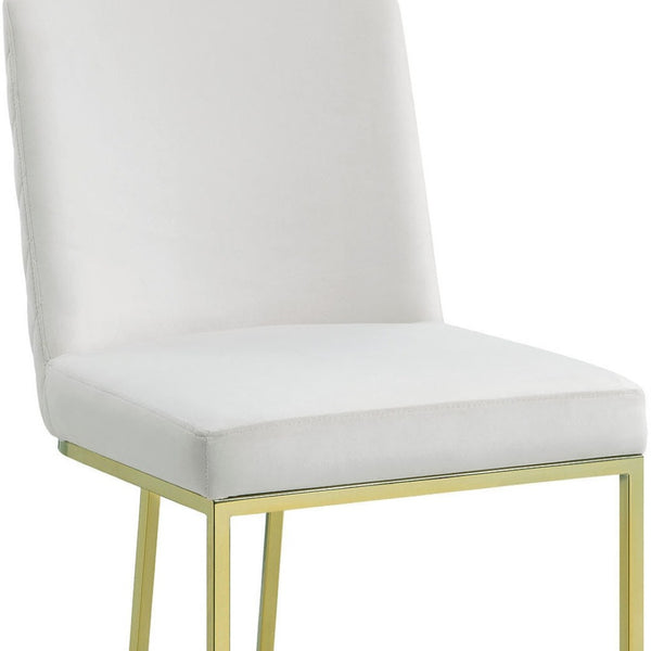 HomeRoots Set of Two Elegant White Velvet Dining Chairs with Gold Legs for Modern Comfort & Style 573346