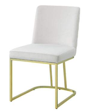 HomeRoots Set of Two Elegant White Velvet Dining Chairs with Gold Legs for Modern Comfort & Style 573346