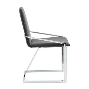 HomeRoots Set of Two Gray Velvet Dining Chairs with Silver Metal Legs – Stylish Comfort for Your Home 573348