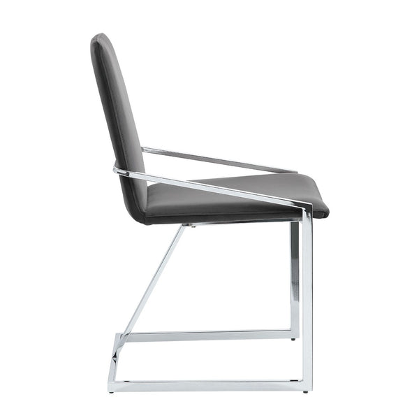 HomeRoots Set of Two Gray Velvet Dining Chairs with Silver Metal Legs – Stylish Comfort for Your Home 573348