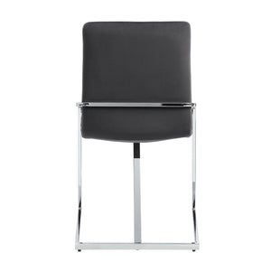 HomeRoots Set of Two Gray Velvet Dining Chairs with Silver Metal Legs – Stylish Comfort for Your Home 573348