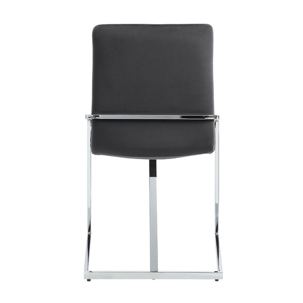 HomeRoots Set of Two Gray Velvet Dining Chairs with Silver Metal Legs – Stylish Comfort for Your Home 573348