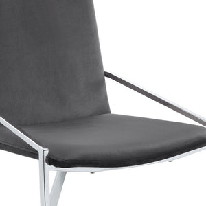 HomeRoots Set of Two Gray Velvet Dining Chairs with Silver Metal Legs – Stylish Comfort for Your Home 573348