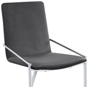 HomeRoots Set of Two Gray Velvet Dining Chairs with Silver Metal Legs – Stylish Comfort for Your Home 573348