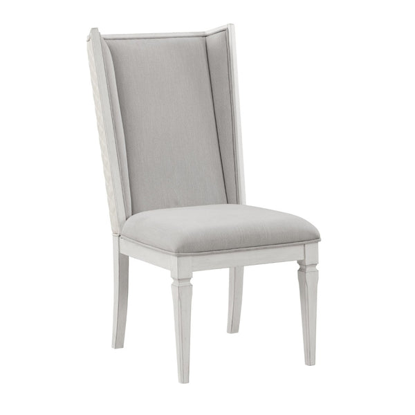 HomeRoots Set of Two Light Gray Linen Upholstered Dining Side Chairs with Modern Open-Back Design & Comfort 573349