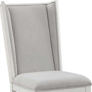 HomeRoots Set of Two Light Gray Linen Upholstered Dining Side Chairs with Modern Open-Back Design & Comfort 573349