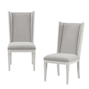 HomeRoots Set of Two Light Gray Linen Upholstered Dining Side Chairs with Modern Open-Back Design & Comfort 573349