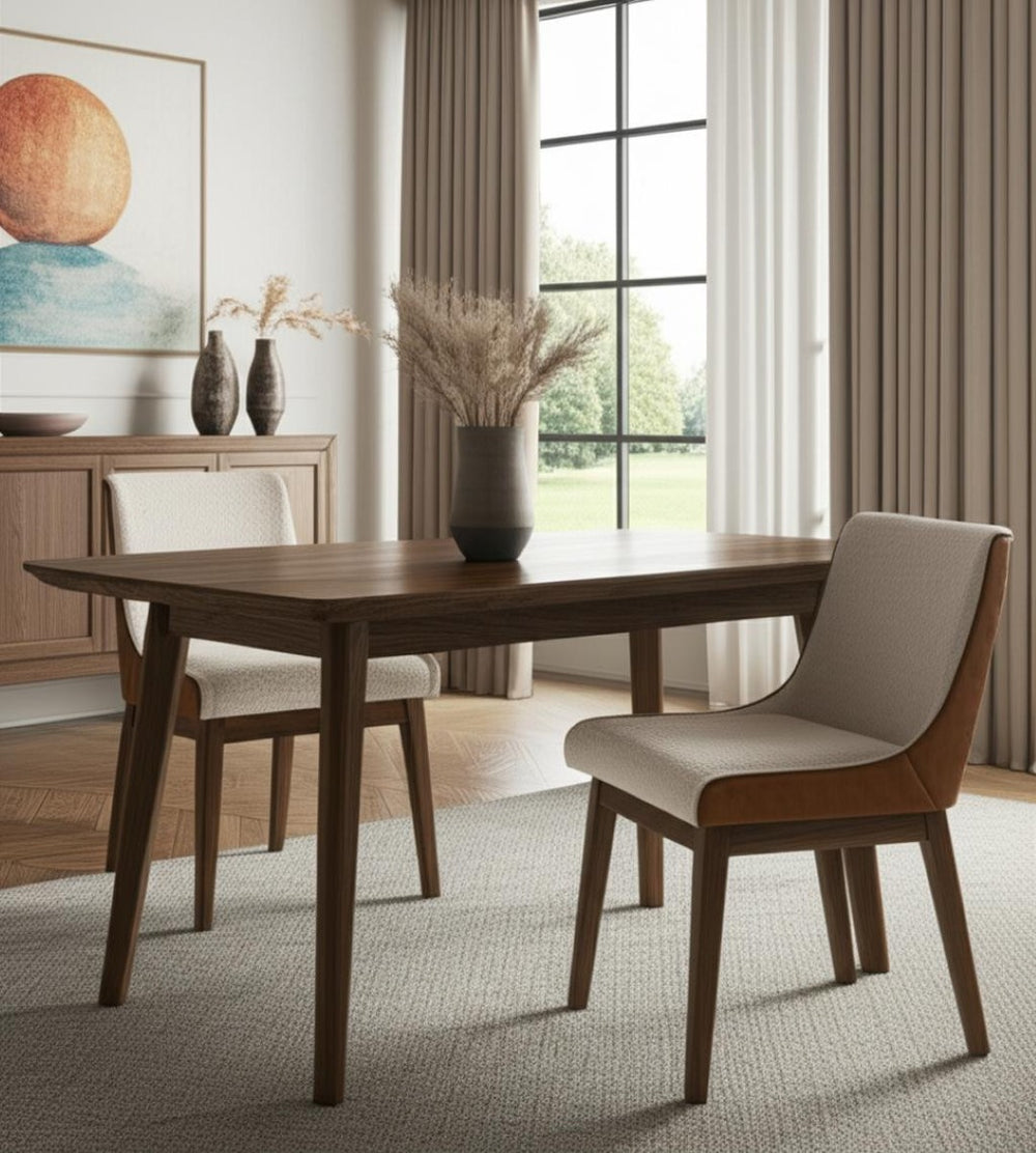 HomeRoots Set of Two Elegant Velvet Dining Side Chairs in White and Brown – Stylish Comfort for Any Space 573350