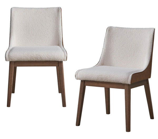 HomeRoots Set of Two Elegant Velvet Dining Side Chairs in White and Brown – Stylish Comfort for Any Space 573350