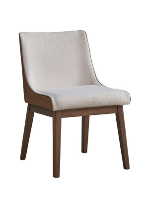 HomeRoots Set of Two Elegant Velvet Dining Side Chairs in White and Brown – Stylish Comfort for Any Space 573350