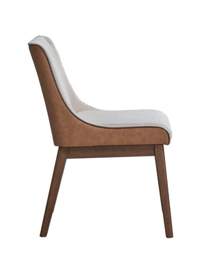 HomeRoots Set of Two Elegant Velvet Dining Side Chairs in White and Brown – Stylish Comfort for Any Space 573350