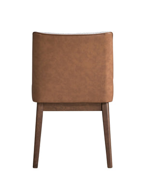 HomeRoots Set of Two Elegant Velvet Dining Side Chairs in White and Brown – Stylish Comfort for Any Space 573350