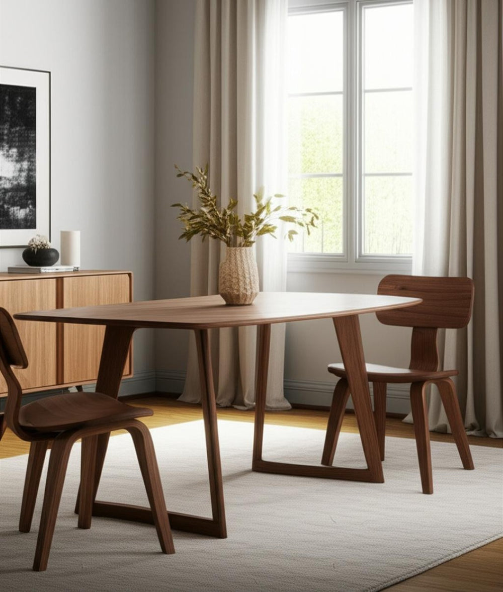 HomeRoots Set of Two Stylish Oak and Brown Open Back Dining Chairs - Scandinavian Design for Versatile Use 573351