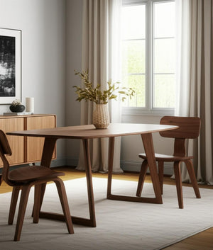 HomeRoots Set of Two Stylish Oak and Brown Open Back Dining Chairs - Scandinavian Design for Versatile Use 573351