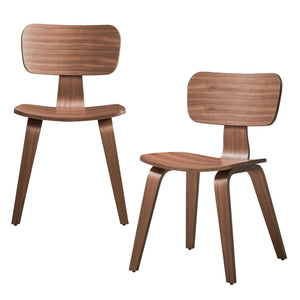 HomeRoots Set of Two Stylish Oak and Brown Open Back Dining Chairs - Scandinavian Design for Versatile Use 573351