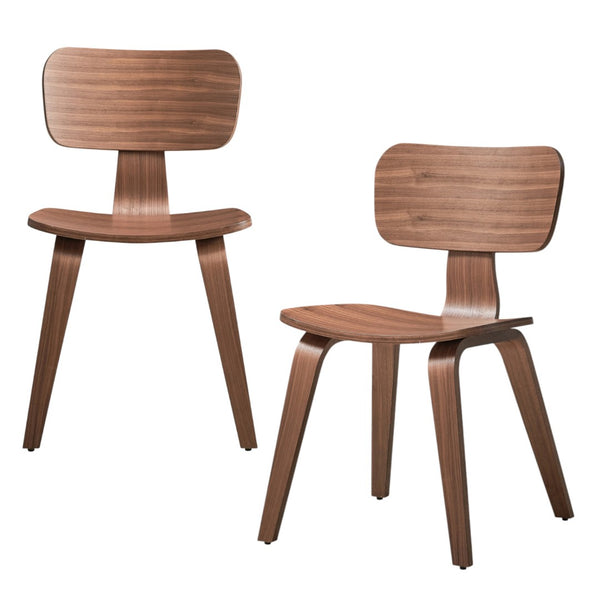 HomeRoots Set of Two Stylish Oak and Brown Open Back Dining Chairs - Scandinavian Design for Versatile Use 573351