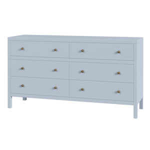 Butler Specialty Butler Nora Three-Drawer Chest in Light Blue with Acacia Accents, Soft-Close Drawers, Coastal Chic 60"W x 18"D x 32.5"H 5733522