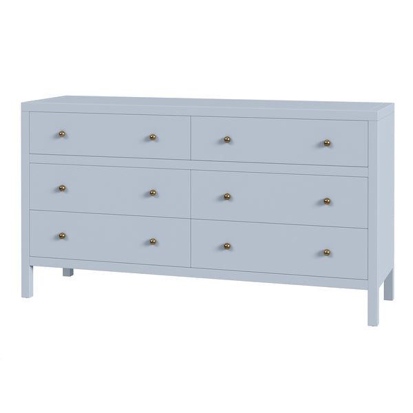 Butler Specialty Butler Nora Three-Drawer Chest in Light Blue with Acacia Accents, Soft-Close Drawers, Coastal Chic 60"W x 18"D x 32.5"H 5733522