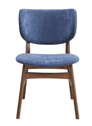 HomeRoots Set of Two Upholstered Blue and Brown Open-Back Dining Chairs for Modern Scandinavian Spaces 573353