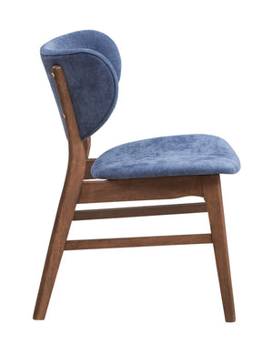 HomeRoots Set of Two Upholstered Blue and Brown Open-Back Dining Chairs for Modern Scandinavian Spaces 573353