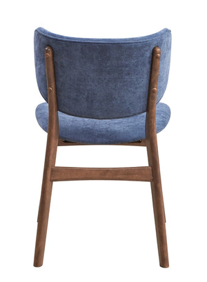 HomeRoots Set of Two Upholstered Blue and Brown Open-Back Dining Chairs for Modern Scandinavian Spaces 573353