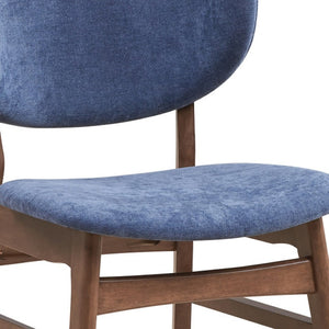 HomeRoots Set of Two Upholstered Blue and Brown Open-Back Dining Chairs for Modern Scandinavian Spaces 573353
