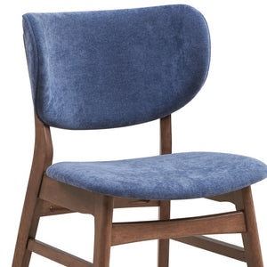 HomeRoots Set of Two Upholstered Blue and Brown Open-Back Dining Chairs for Modern Scandinavian Spaces 573353