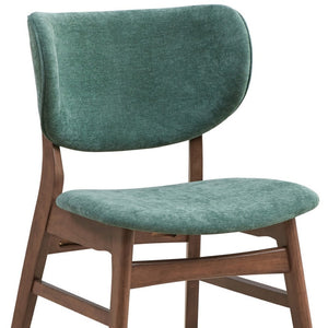 HomeRoots Set of Two Stylish Scandinavian Green Upholstered Open-Back Dining Chairs with Brown Legs 573354