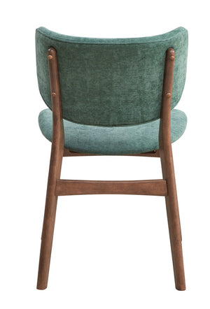 HomeRoots Set of Two Stylish Scandinavian Green Upholstered Open-Back Dining Chairs with Brown Legs 573354