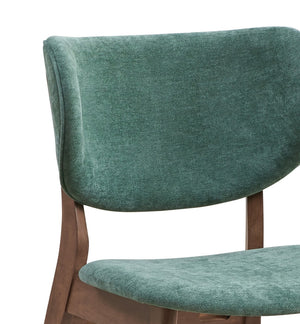 HomeRoots Set of Two Stylish Scandinavian Green Upholstered Open-Back Dining Chairs with Brown Legs 573354