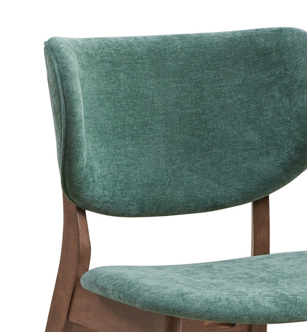 HomeRoots Set of Two Stylish Scandinavian Green Upholstered Open-Back Dining Chairs with Brown Legs 573354