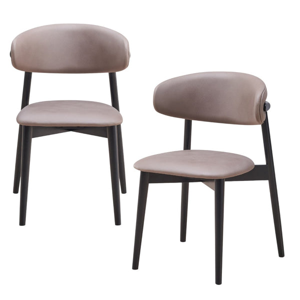 HomeRoots Set of Two Contemporary Gray and Black Upholstered Open-Back Dining Chairs for Versatile Spaces 573355