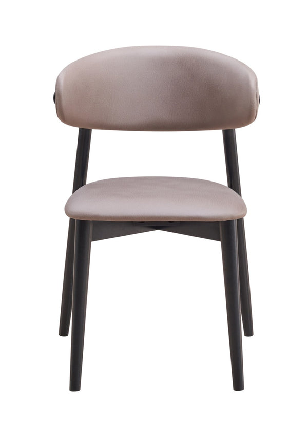 HomeRoots Set of Two Contemporary Gray and Black Upholstered Open-Back Dining Chairs for Versatile Spaces 573355